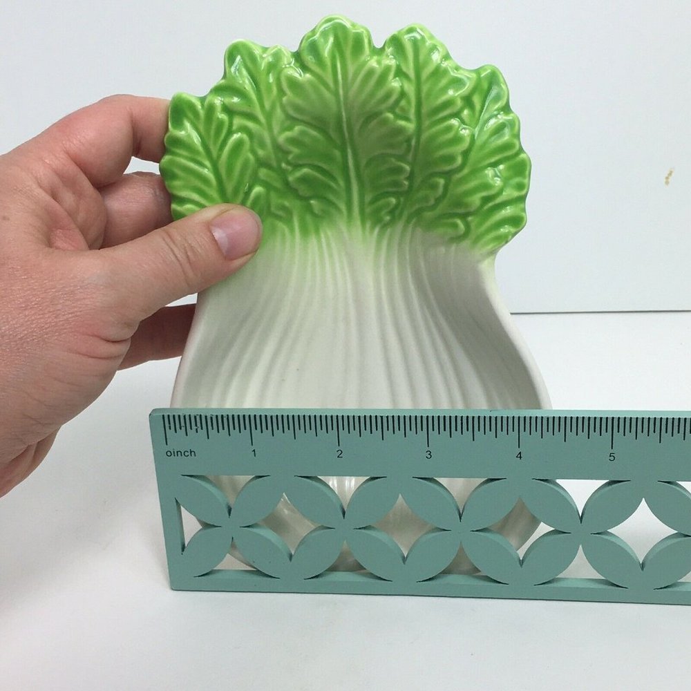 Celery Shaped Ceramic Dish Vintage Japan Vegetable Bok Choy Bowl Decor Display - Picture 9 of 12